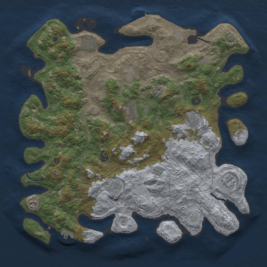 Rust Map: Procedural Map, Size: 4500, Seed: 4749859, 17 Monuments