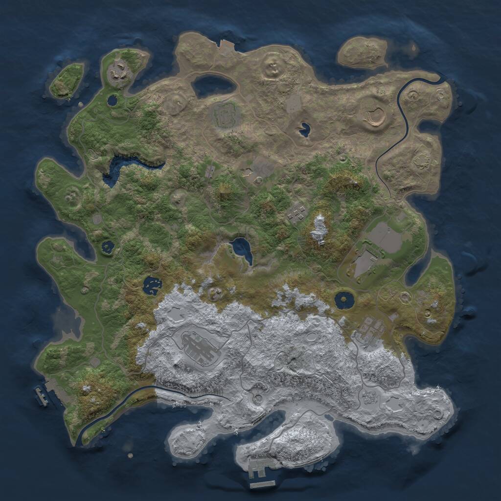 Rust Map: Procedural Map, Size: 4000, Seed: 572429, 15 Monuments