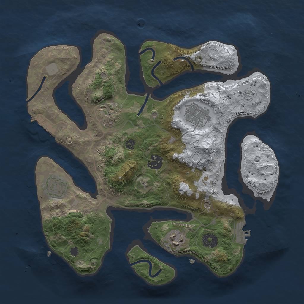 Rust Map: Procedural Map, Size: 3000, Seed: 3644939, 14 Monuments