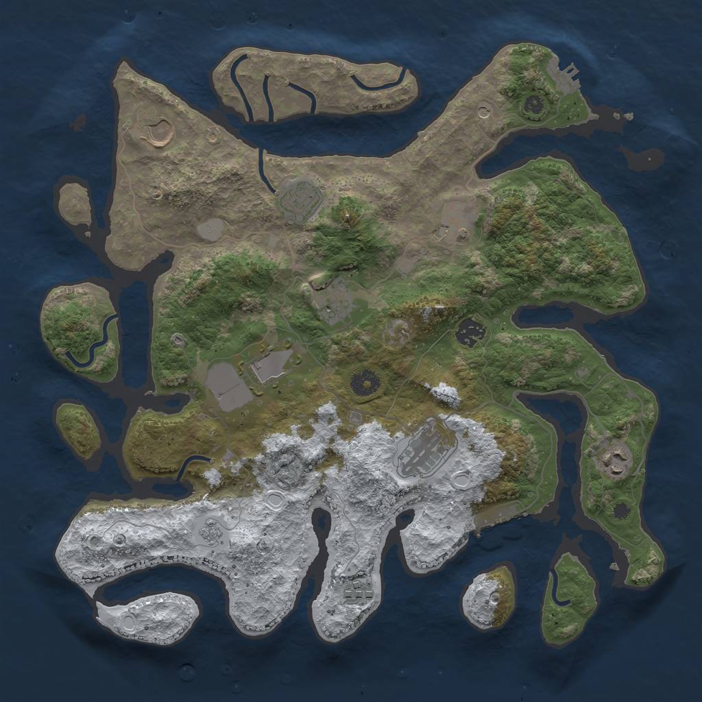 Rust Map: Procedural Map, Size: 3800, Seed: 1134110614, 18 Monuments