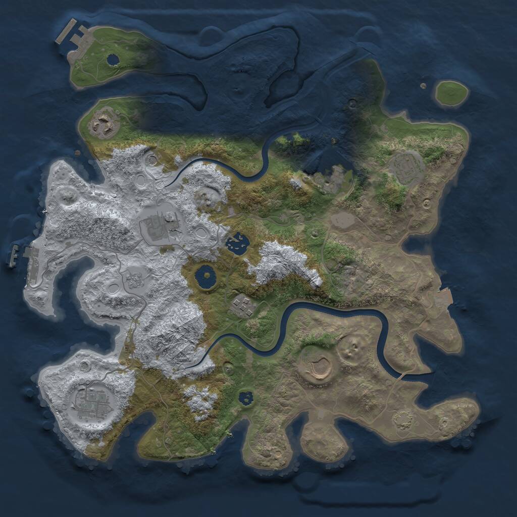 Rust Map: Procedural Map, Size: 3550, Seed: 796625, 14 Monuments