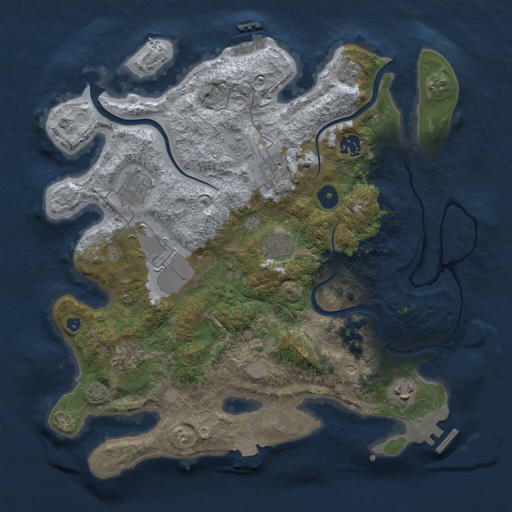 Rust Map: Procedural Map, Size: 3550, Seed: 138276, 14 Monuments