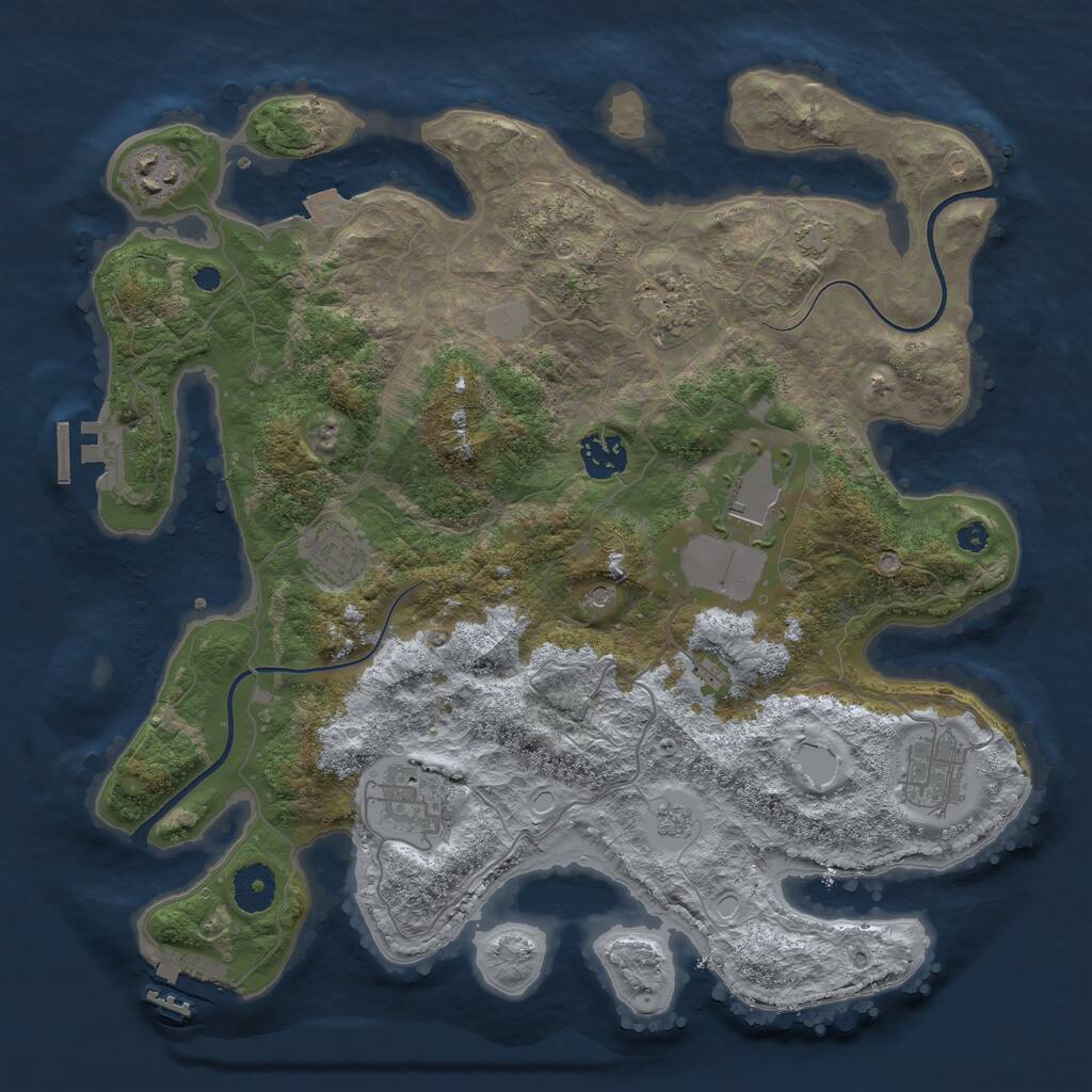 Rust Map: Procedural Map, Size: 3550, Seed: 521730, 13 Monuments