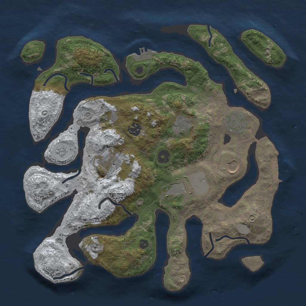 Rust Map: Procedural Map, Size: 3500, Seed: 1565641, 15 Monuments