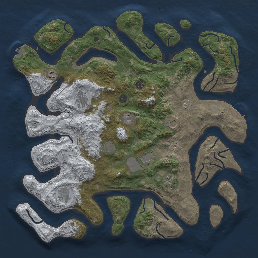 Rust Map: Procedural Map, Size: 4500, Seed: 4641176, 19 Monuments