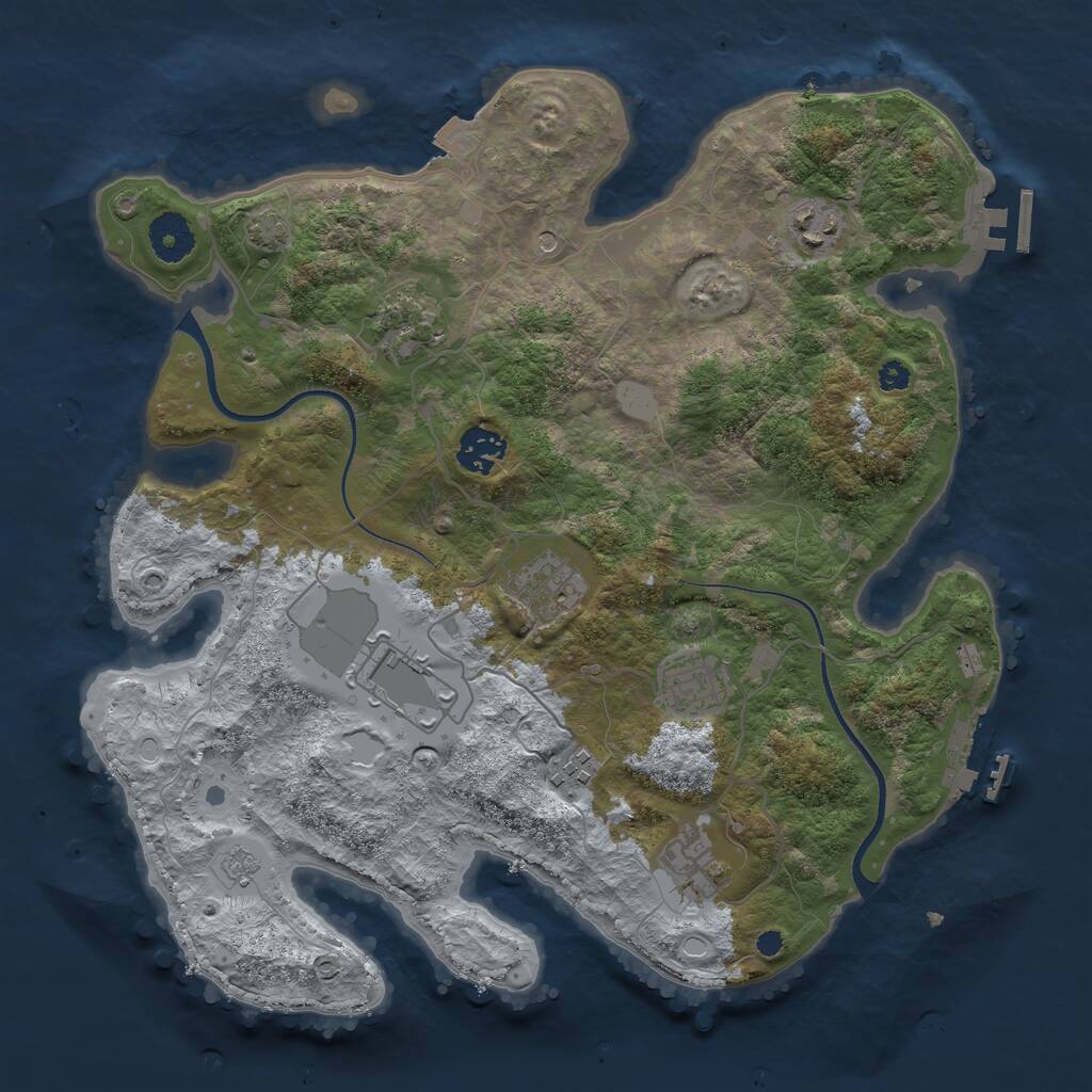 Rust Map: Procedural Map, Size: 3500, Seed: 1701406, 14 Monuments
