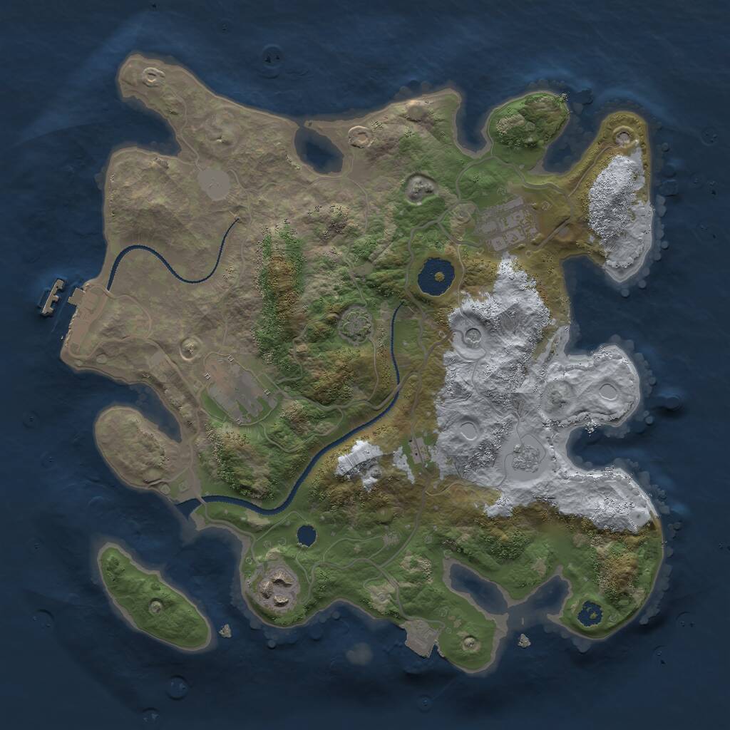 Rust Map: Procedural Map, Size: 3000, Seed: 3952684, 8 Monuments