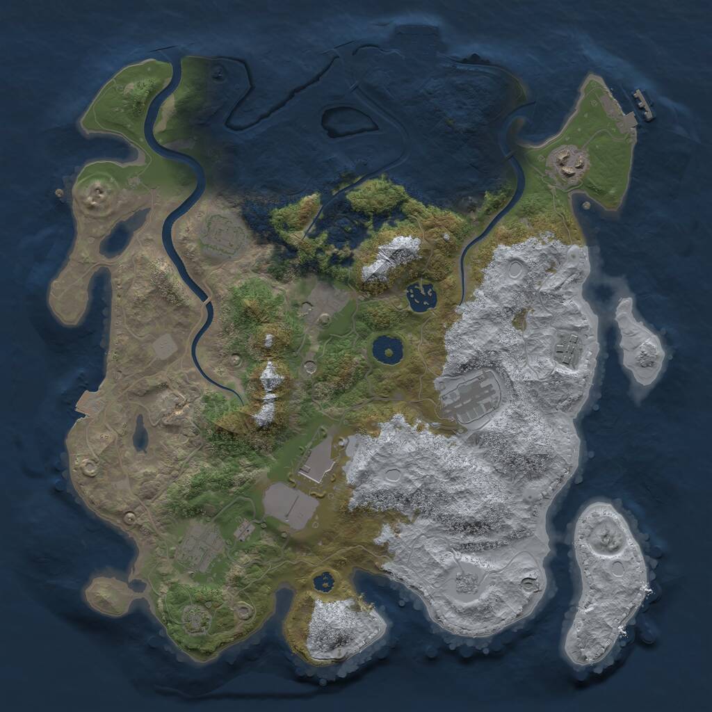 Rust Map: Procedural Map, Size: 3550, Seed: 584245, 14 Monuments