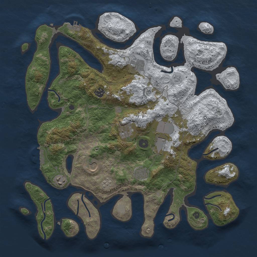Rust Map: Procedural Map, Size: 4000, Seed: 633409, 17 Monuments