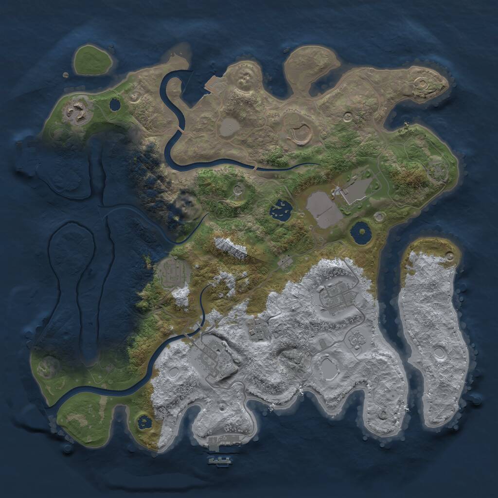 Rust Map: Procedural Map, Size: 3500, Seed: 1199146, 14 Monuments