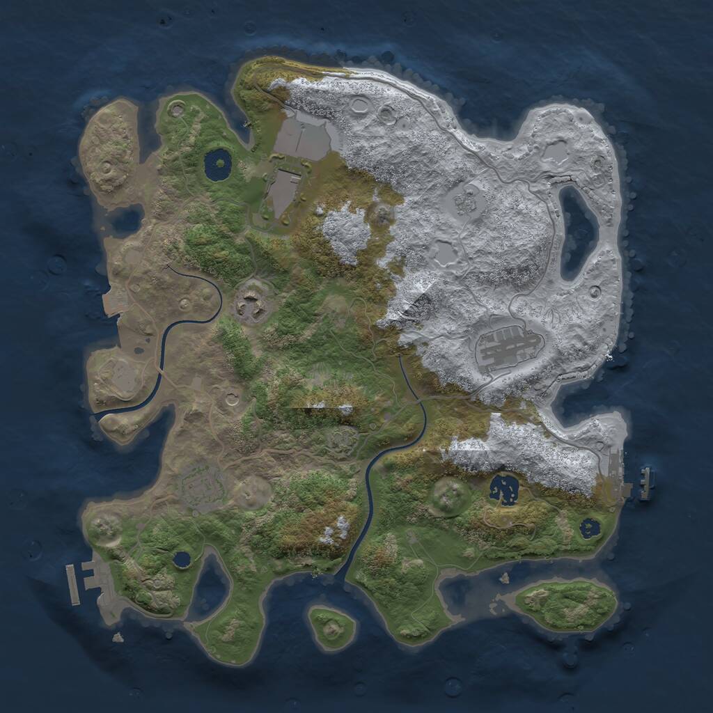 Rust Map: Procedural Map, Size: 3500, Seed: 495493576, 11 Monuments