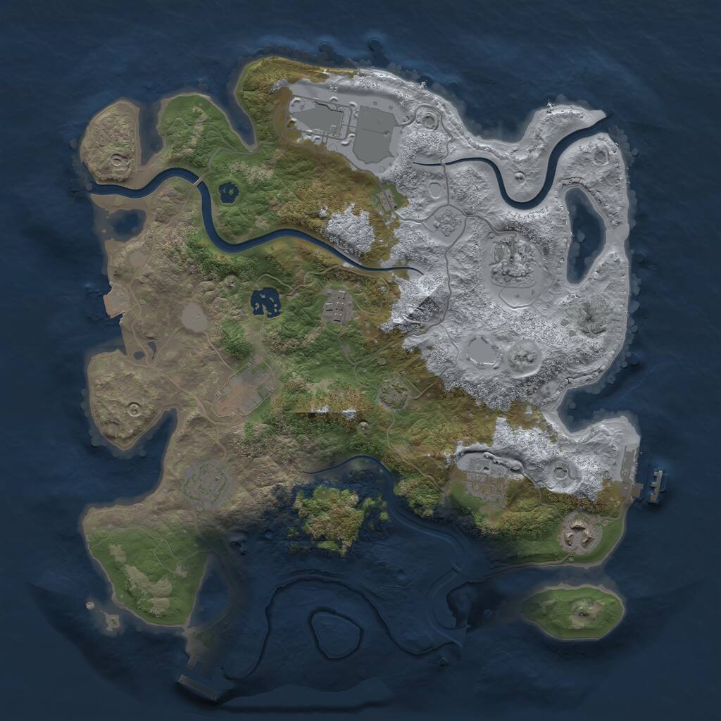 Rust Map: Procedural Map, Size: 3500, Seed: 495493576, 14 Monuments
