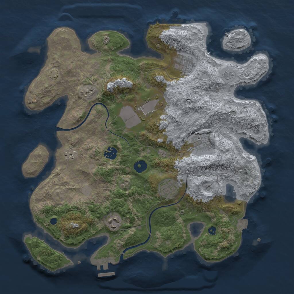 Rust Map: Procedural Map, Size: 3500, Seed: 1805671, 12 Monuments