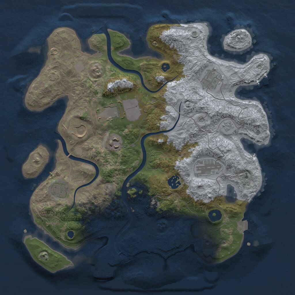 Rust Map: Procedural Map, Size: 3500, Seed: 1805671, 13 Monuments