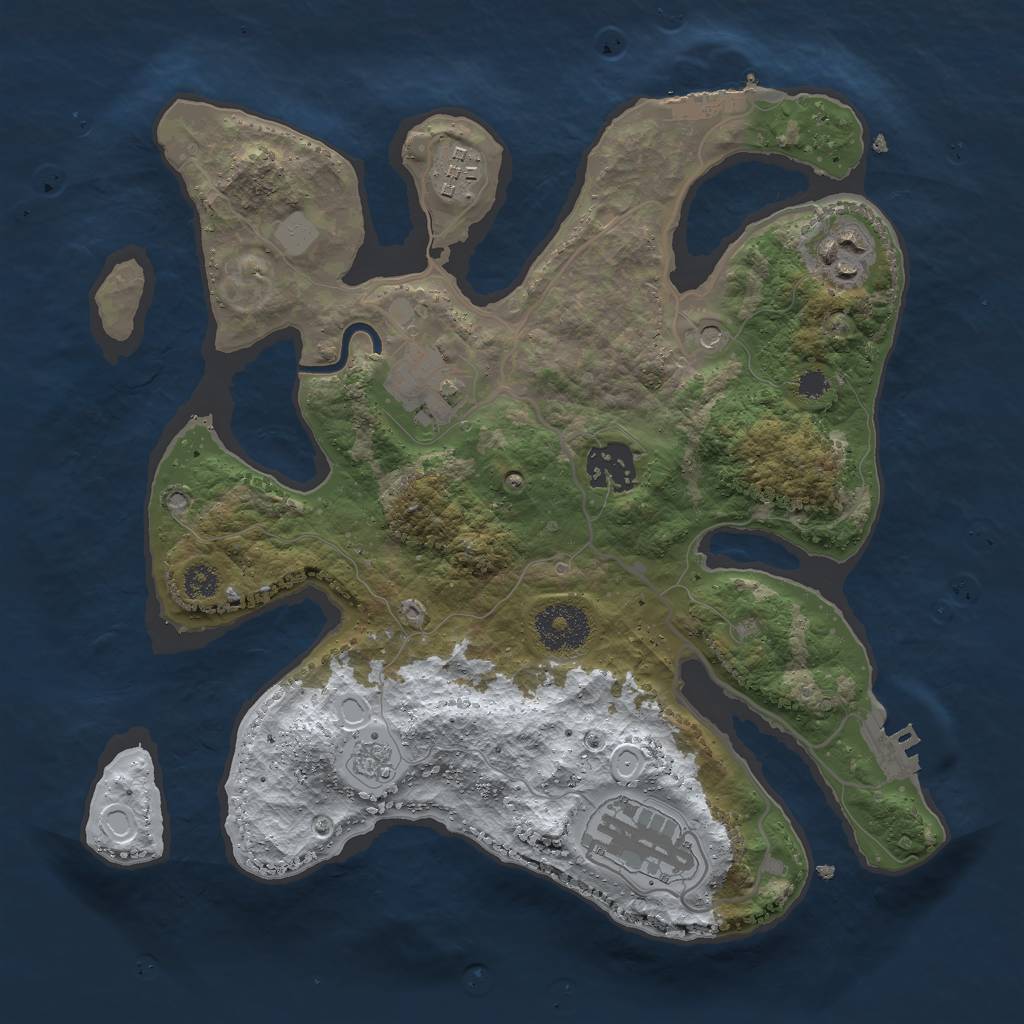 Rust Map: Procedural Map, Size: 3000, Seed: 466577, 14 Monuments