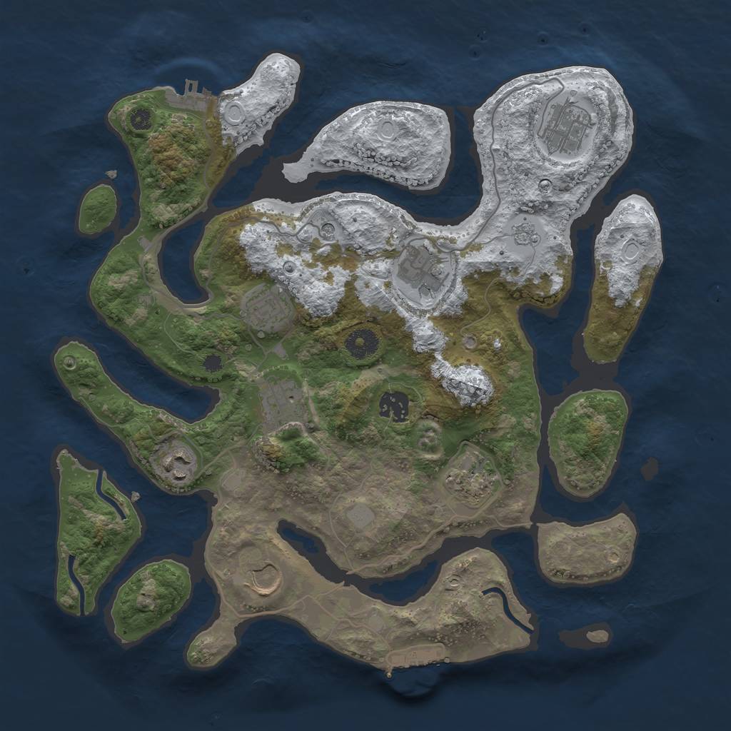 Rust Map: Procedural Map, Size: 3500, Seed: 2709321, 17 Monuments