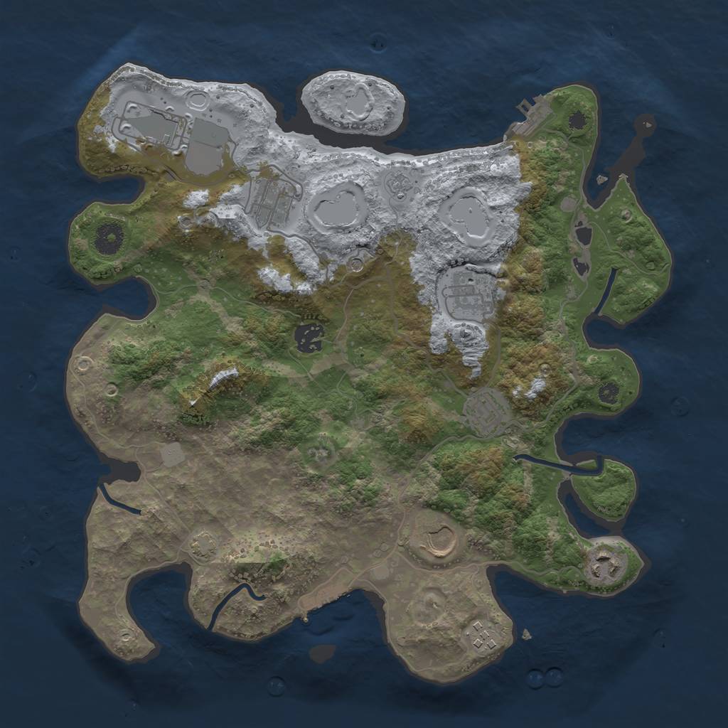 Rust Map: Procedural Map, Size: 3550, Seed: 539990, 16 Monuments