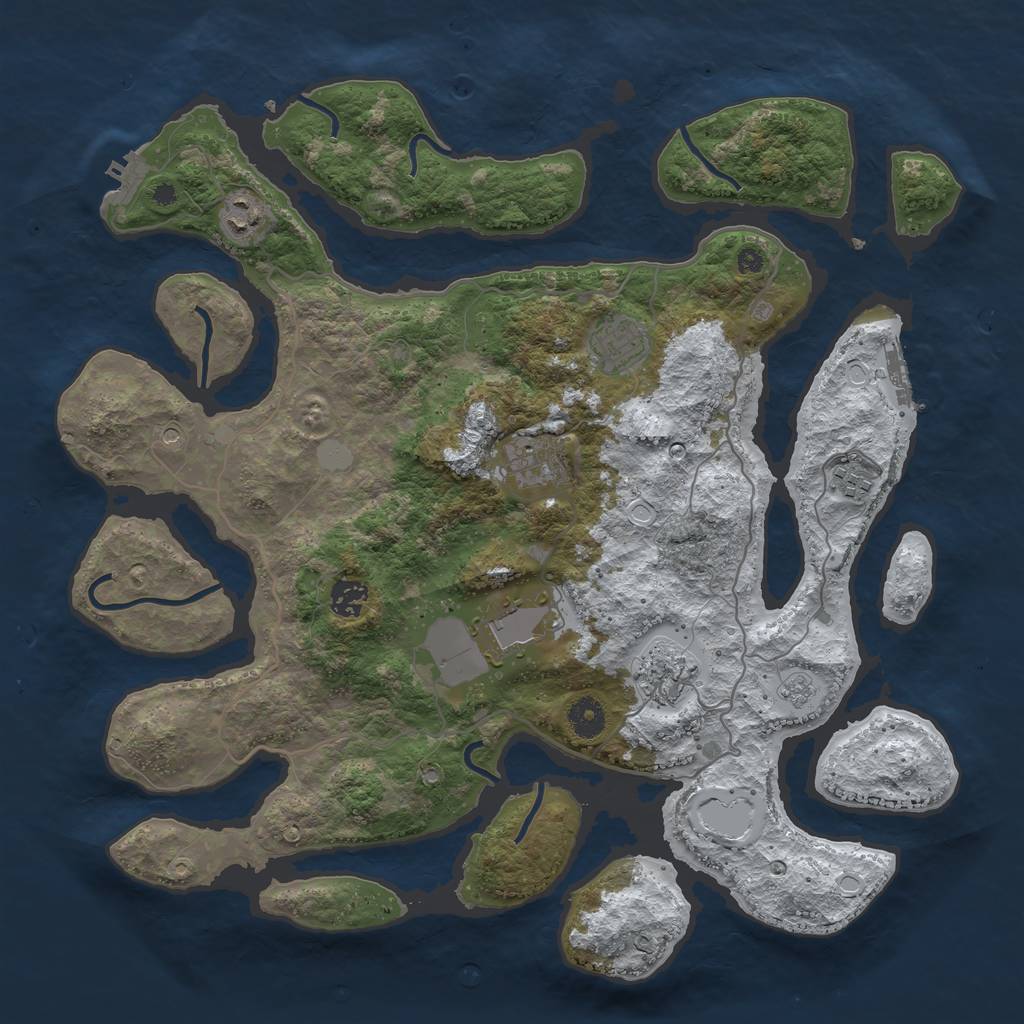 Rust Map: Procedural Map, Size: 4000, Seed: 429814, 16 Monuments