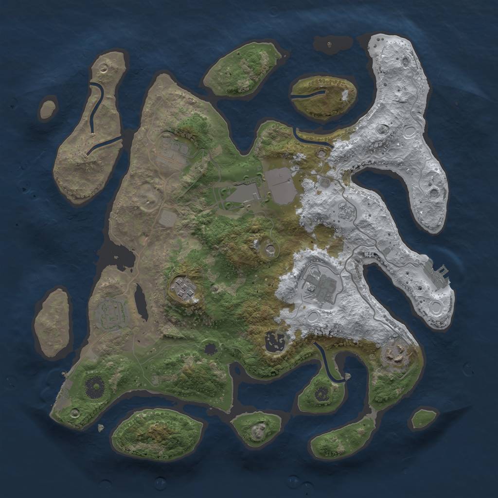 Rust Map: Procedural Map, Size: 3500, Seed: 4426196, 16 Monuments