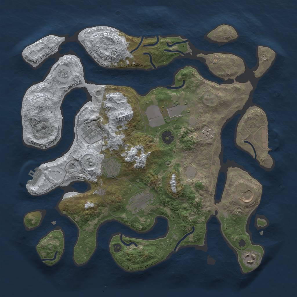 Rust Map: Procedural Map, Size: 3550, Seed: 935943, 16 Monuments