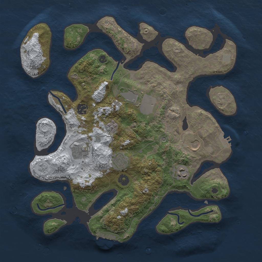 Rust Map: Procedural Map, Size: 3550, Seed: 38199, 16 Monuments