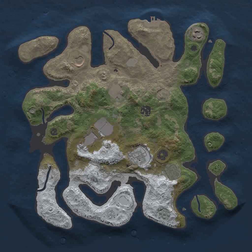 Rust Map: Procedural Map, Size: 3500, Seed: 3914079, 16 Monuments