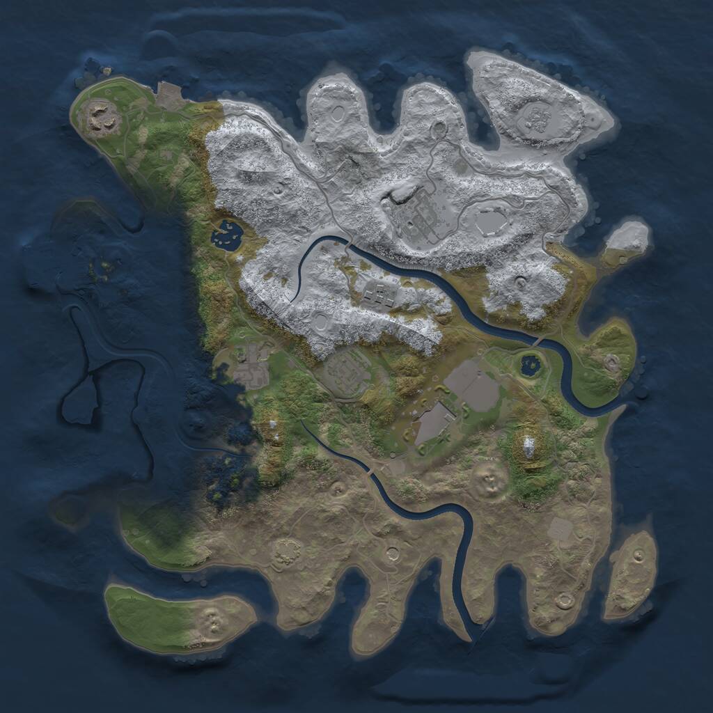 Rust Map: Procedural Map, Size: 3500, Seed: 1876939, 12 Monuments