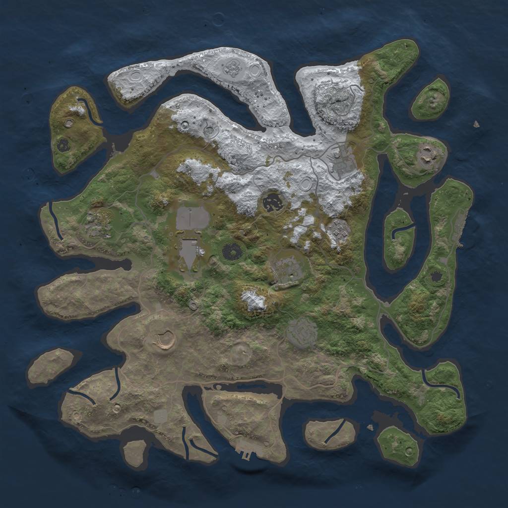 Rust Map: Procedural Map, Size: 4000, Seed: 797551, 18 Monuments