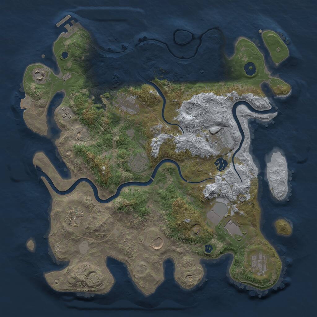 Rust Map: Procedural Map, Size: 3800, Seed: 1137462779, 14 Monuments