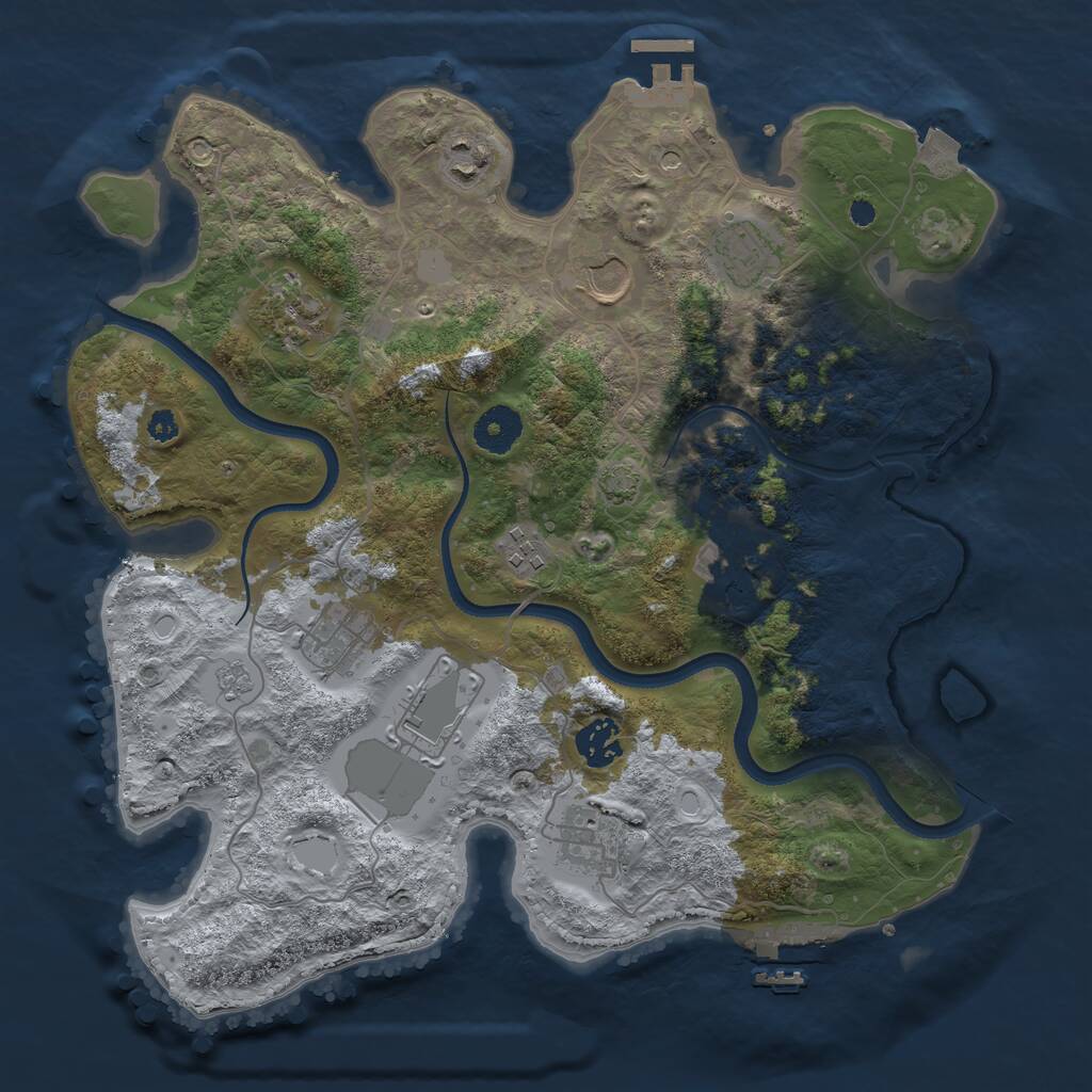 Rust Map: Procedural Map, Size: 3500, Seed: 3720926, 16 Monuments