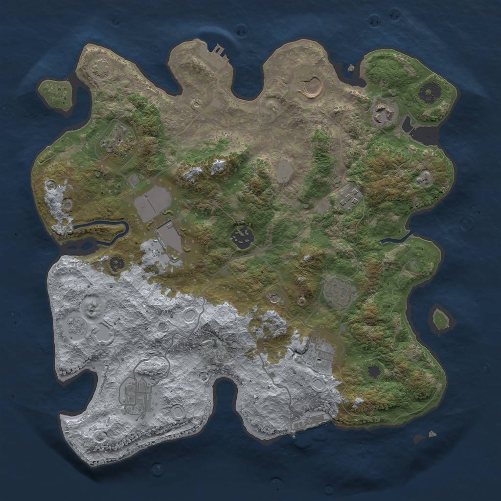 Rust Map: Procedural Map, Size: 3500, Seed: 3720926, 17 Monuments