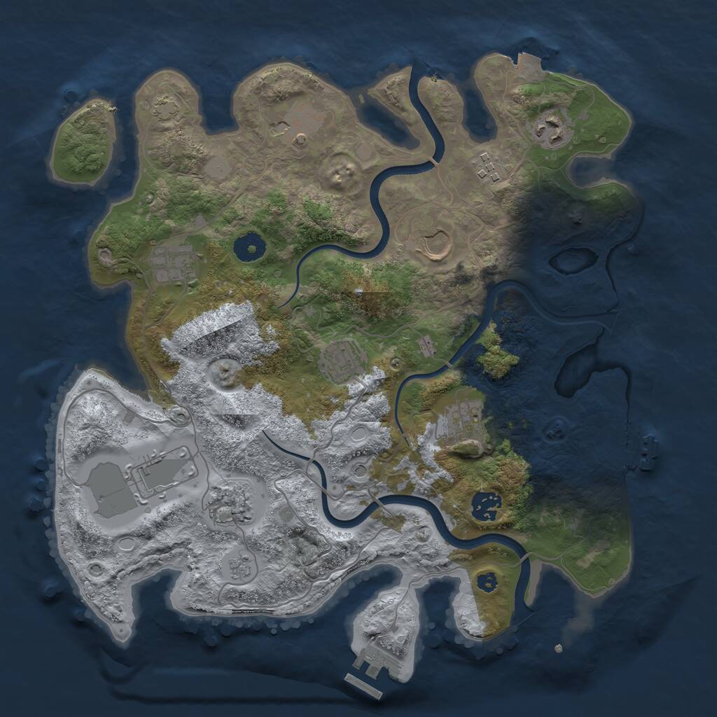 Rust Map: Procedural Map, Size: 3550, Seed: 603542, 16 Monuments