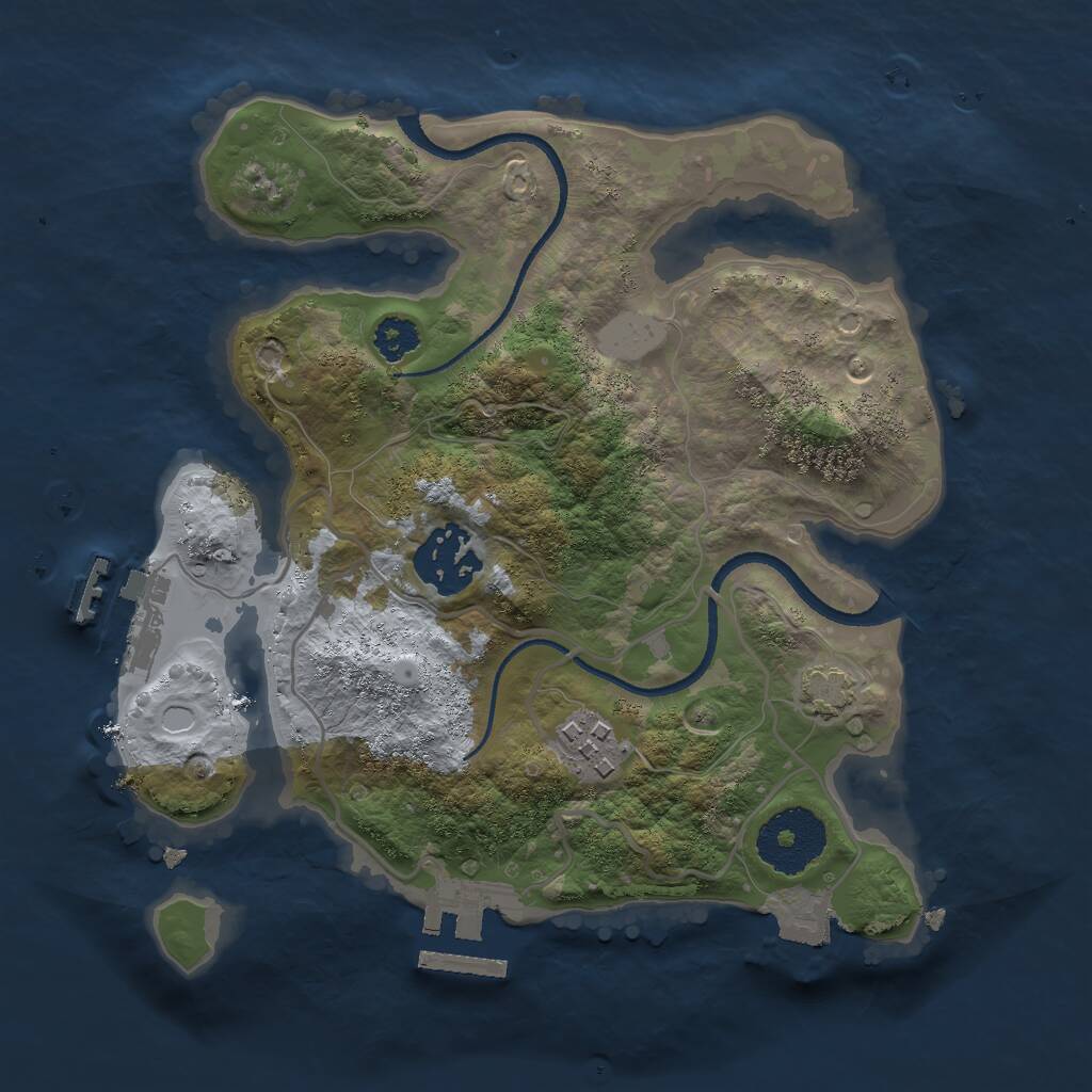 Rust Map: Procedural Map, Size: 2500, Seed: 29121990, 6 Monuments