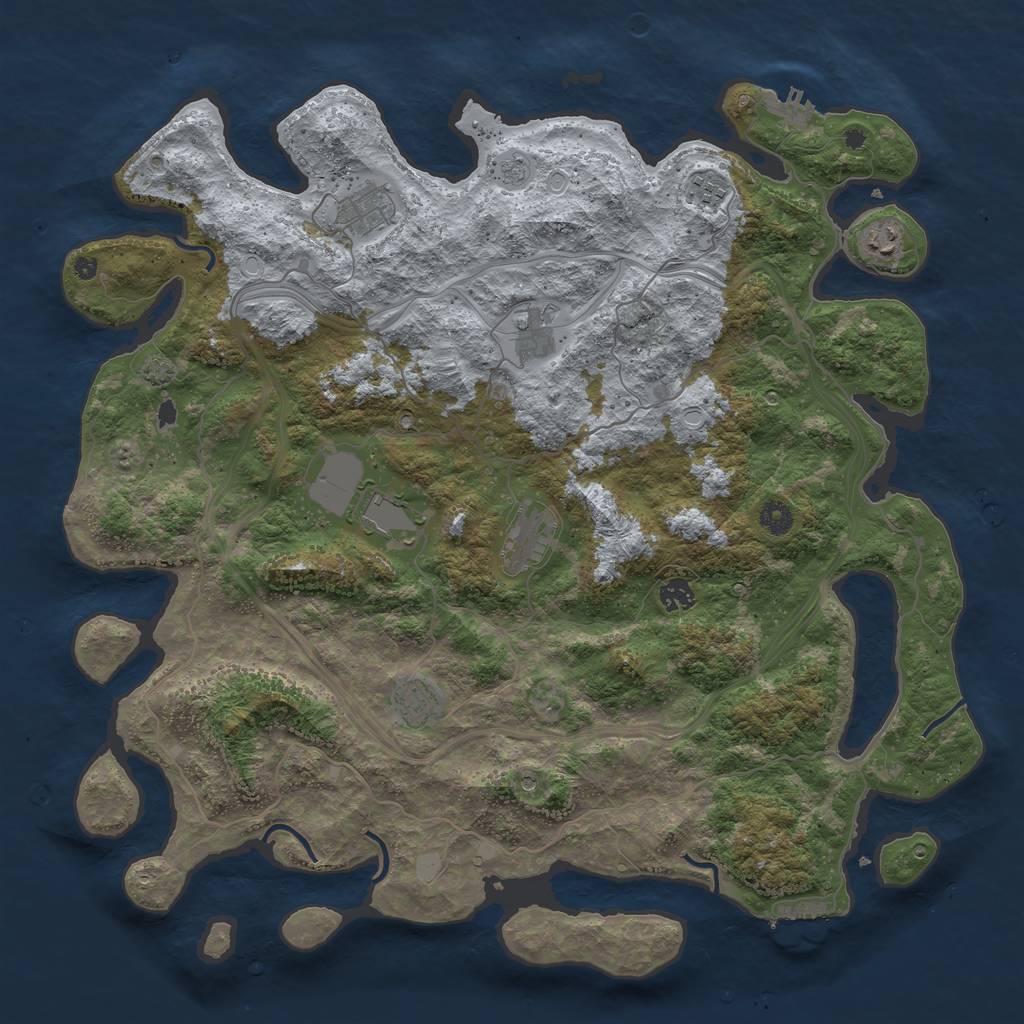 Rust Map: Procedural Map, Size: 4500, Seed: 3248112, 16 Monuments