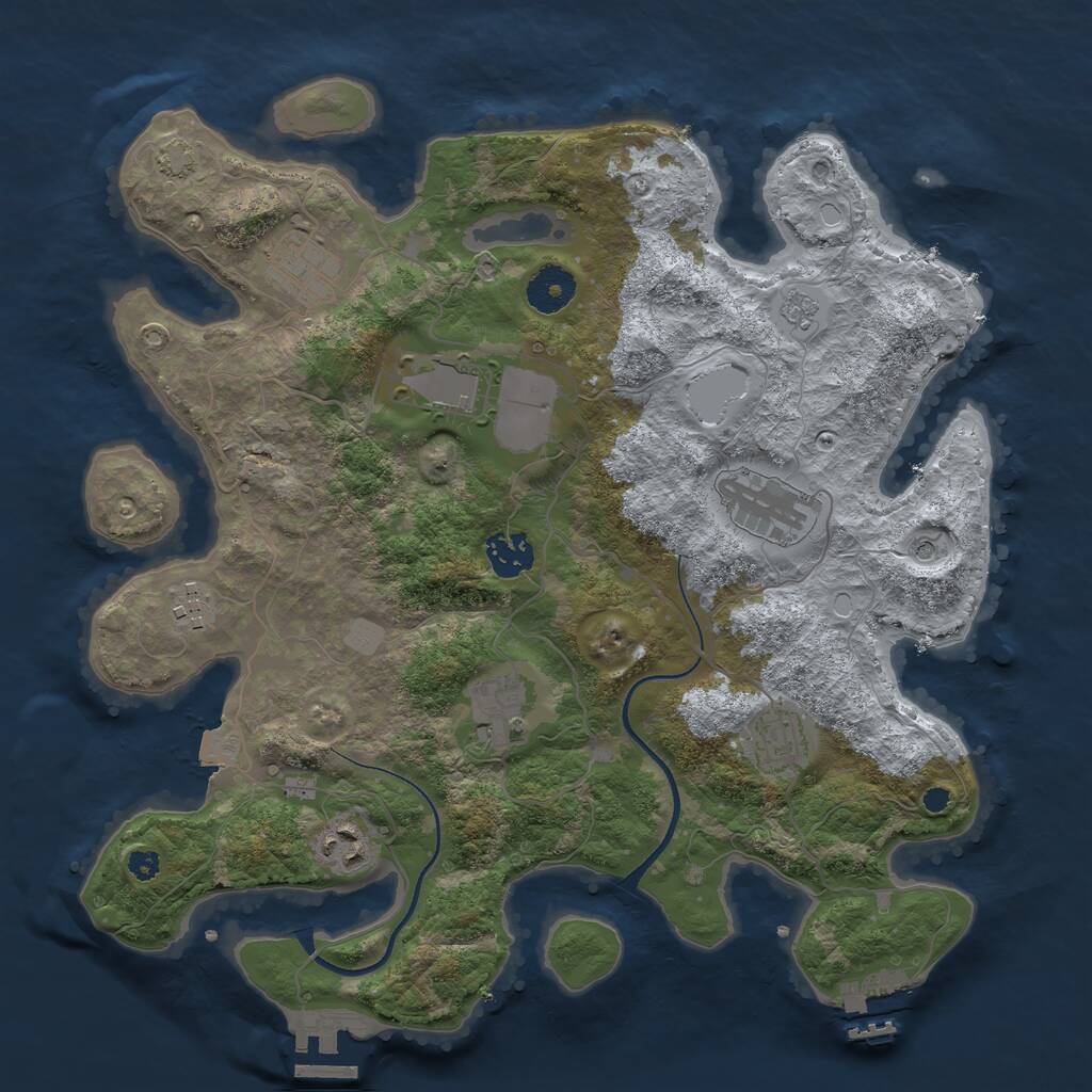 Rust Map: Procedural Map, Size: 3500, Seed: 3175748, 14 Monuments
