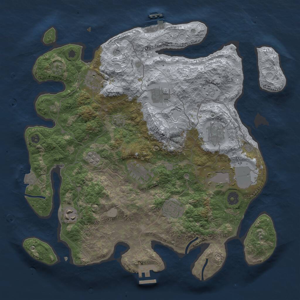 Rust Map: Procedural Map, Size: 3550, Seed: 184072, 14 Monuments