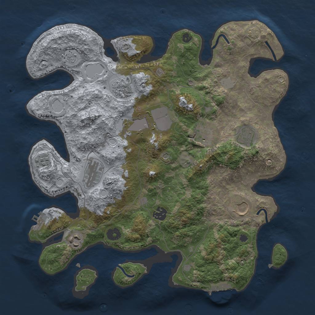 Rust Map: Procedural Map, Size: 3500, Seed: 5301841, 17 Monuments