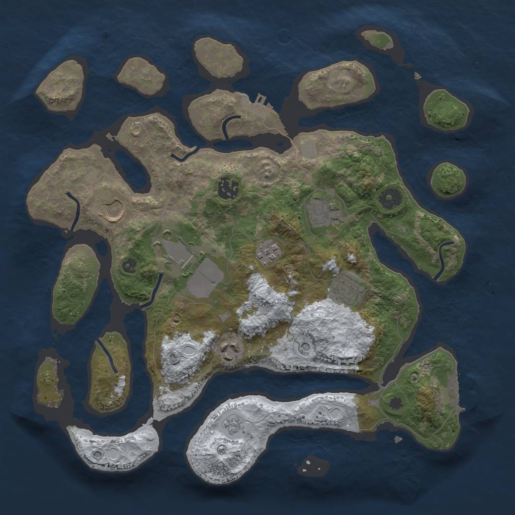 Rust Map: Procedural Map, Size: 3500, Seed: 4404200, 16 Monuments