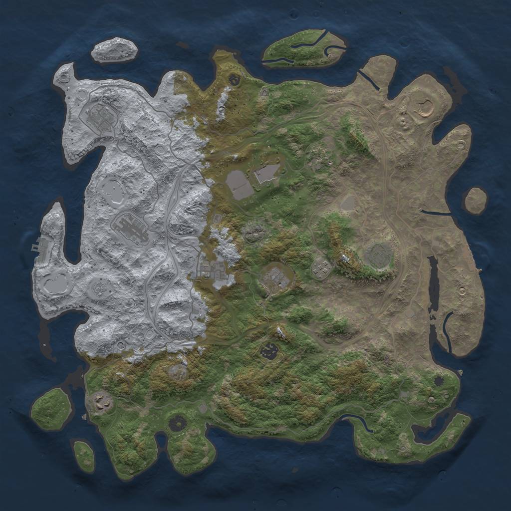Rust Map: Procedural Map, Size: 4500, Seed: 3950611, 18 Monuments