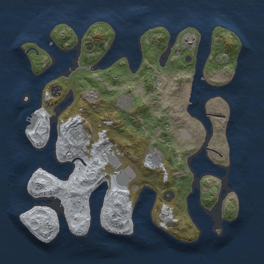 Rust Map: Procedural Map, Size: 3500, Seed: 1295348, 16 Monuments