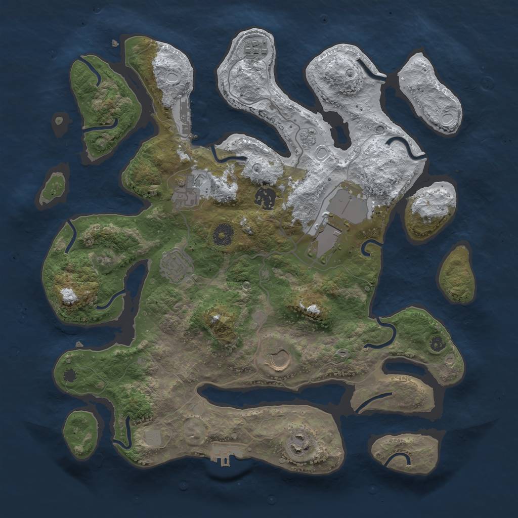 Rust Map: Procedural Map, Size: 3550, Seed: 638627, 15 Monuments