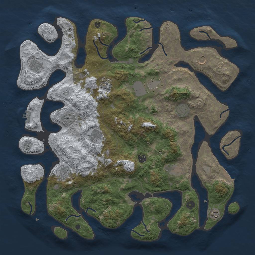 Rust Map: Procedural Map, Size: 4500, Seed: 1233579, 20 Monuments