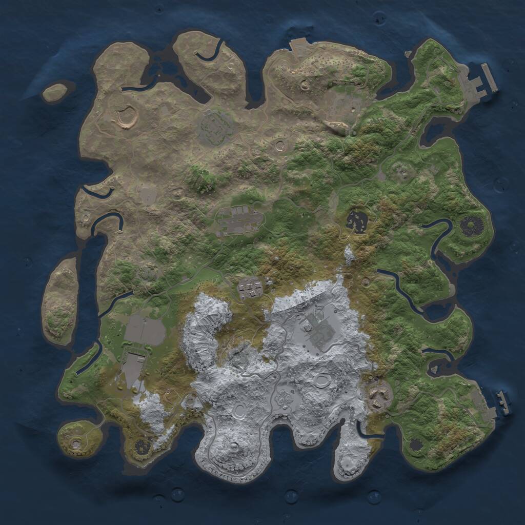 Rust Map: Procedural Map, Size: 3500, Seed: 5176930, 15 Monuments