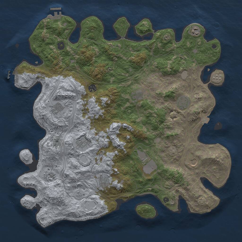 Rust Map: Procedural Map, Size: 4500, Seed: 3613769, 17 Monuments