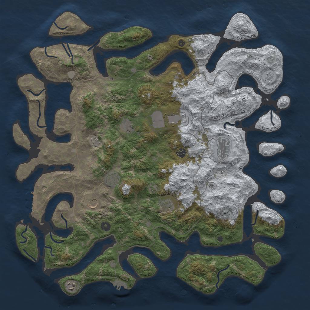 Rust Map: Procedural Map, Size: 4800, Seed: 1250, 18 Monuments