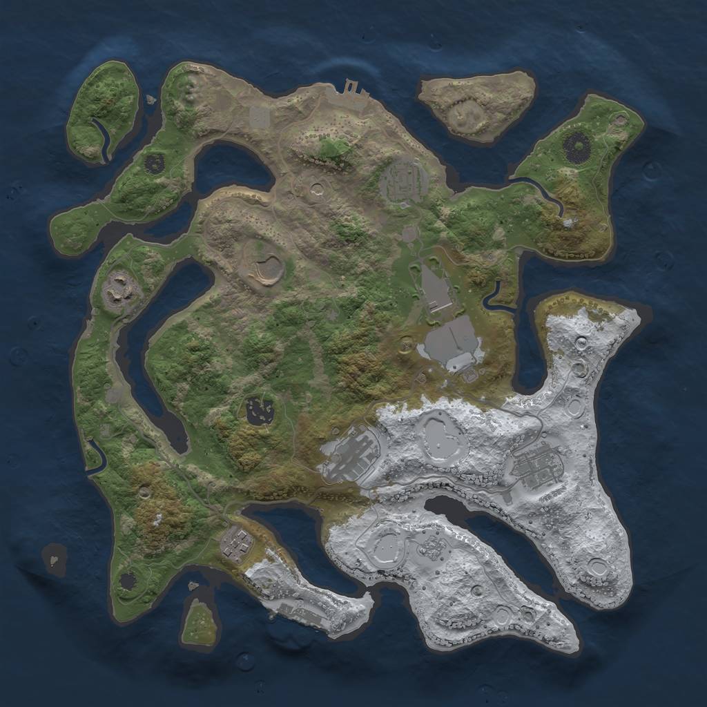 Rust Map: Procedural Map, Size: 3550, Seed: 458378, 17 Monuments