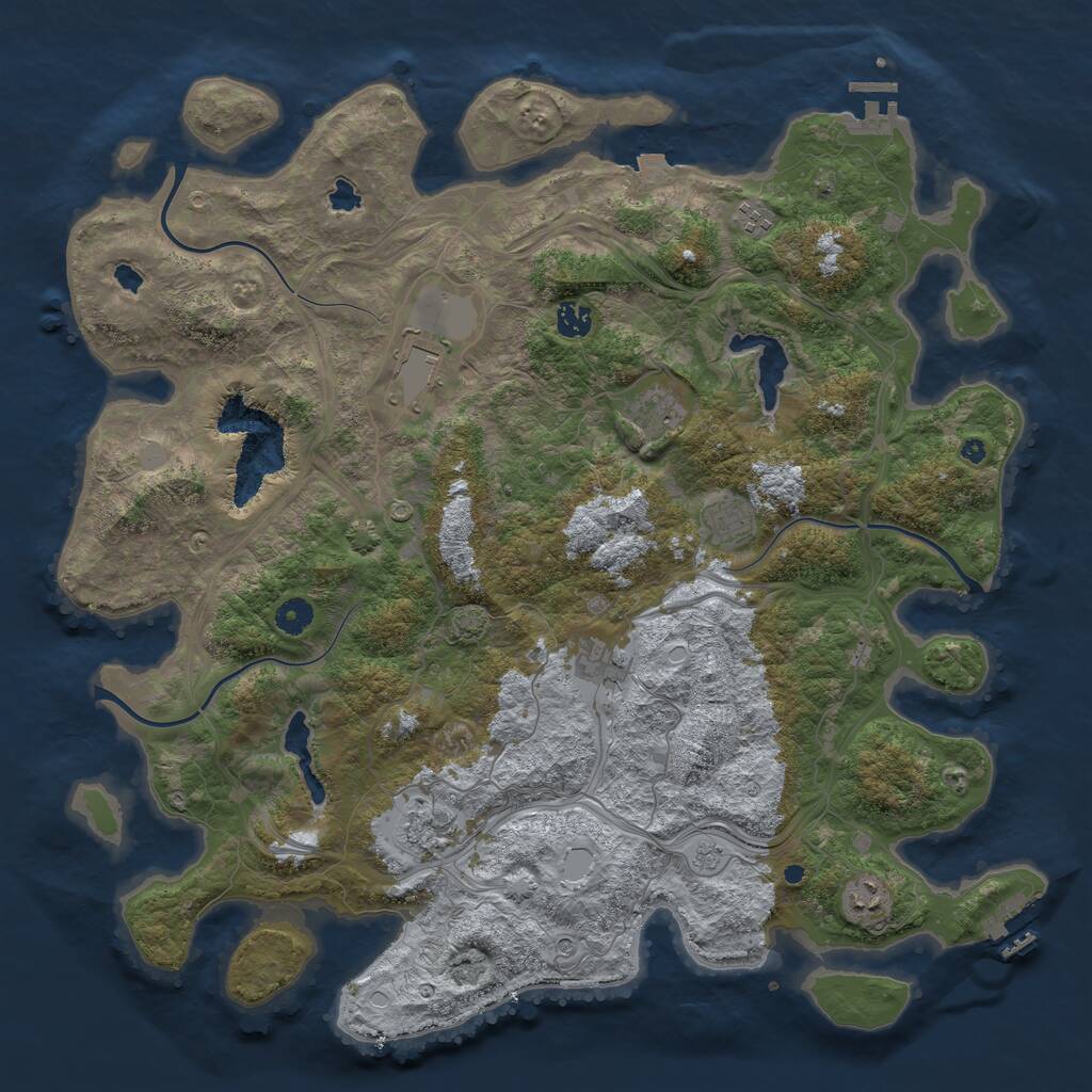 Rust Map: Procedural Map, Size: 4500, Seed: 1970291, 14 Monuments