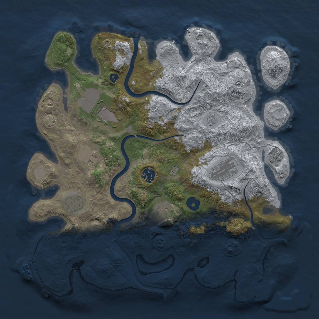 Rust Map: Procedural Map, Size: 3550, Seed: 609024, 12 Monuments