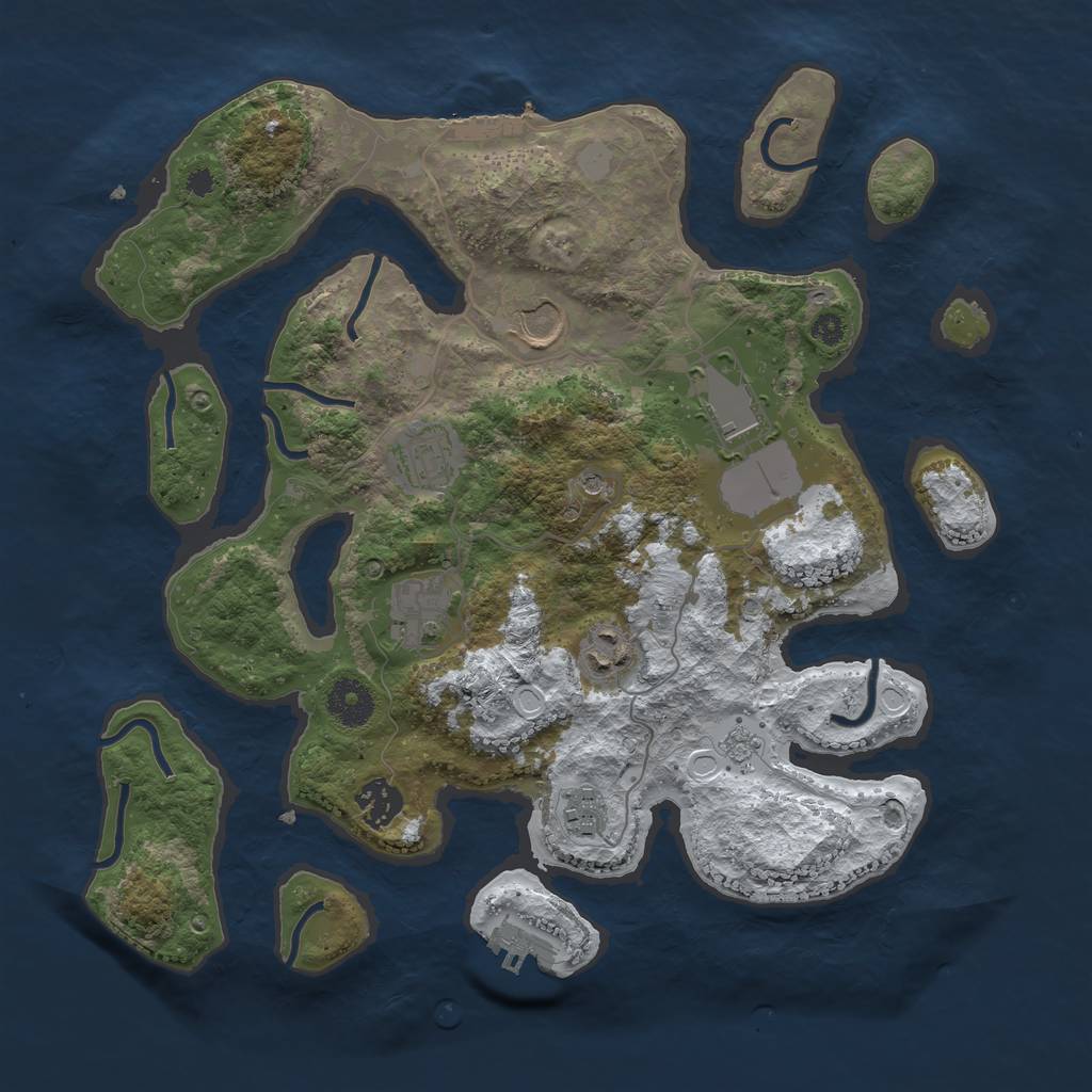 Rust Map: Procedural Map, Size: 3500, Seed: 3682362, 16 Monuments