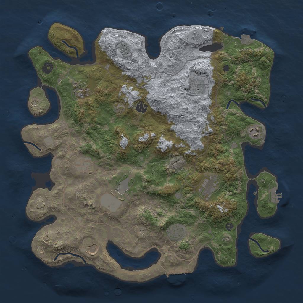 Rust Map: Procedural Map, Size: 4000, Seed: 655464, 18 Monuments